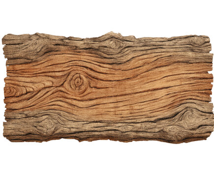 Aged, rectangular wooden plank with visible grain and knots