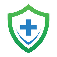 Green shield emblem with a prominent white cross symbolizing protection healthcare or a charitable organization