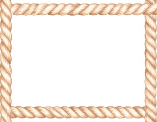 Light beige rope border framing a white rectangle.  Detailed rope texture creates a nautical feel © BAMBANG
