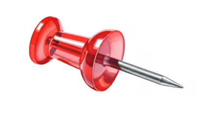 Vibrant Red Thumbtack Isolated on a Deep Black Backdrop for Emphasis