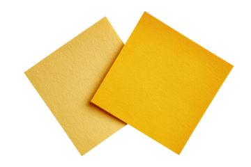 Two overlapping square notes, light and golden yellow
