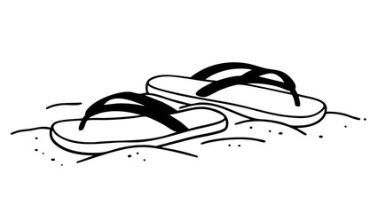 Summer Beach Sandal Silhouette, Flip Flop Vector Illustration for Holiday Design