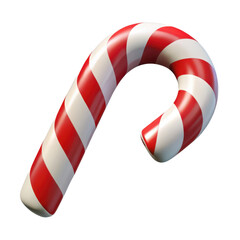 A festive candy cane isolated on transparent background, perfect for christmas holiday