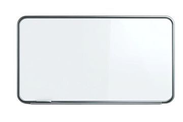 Blank white rectangular surface, possibly a whiteboard or tablet, with a metallic frame
