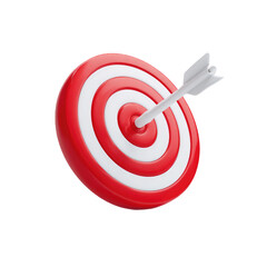 Red target with white rings, arrowhead centered