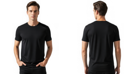 Mannequin with black t-shirt front and back view studio shot fashion apparel