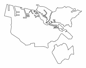 Amsterdam city outline map