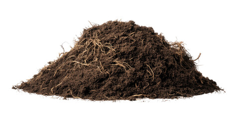 Pile of dark brown soil with visible roots (1)