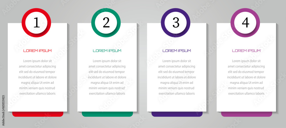 Poster 4 successive steps business data visualization timeline process infographic template design with num