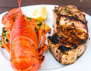Lobster and steak dinner
