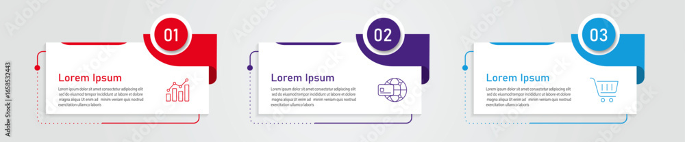 Aufkleber presentation business infographic template vector - 3 steps rectangular vector with space for text a