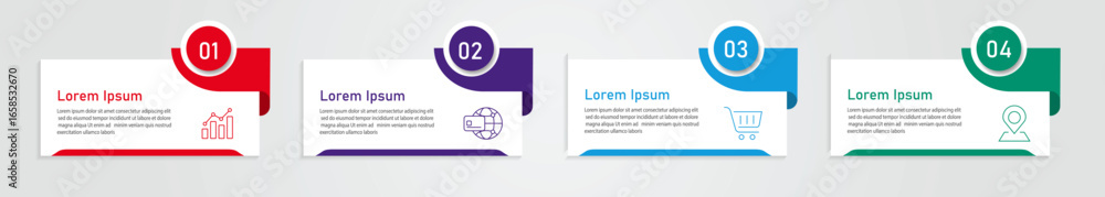 Poster presentation business infographic template vector - 4 steps rectangle vector for business process, d