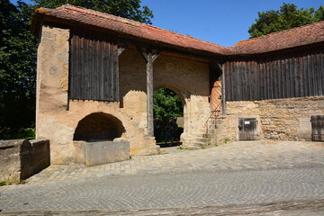 medieval fortification made od wood an stone