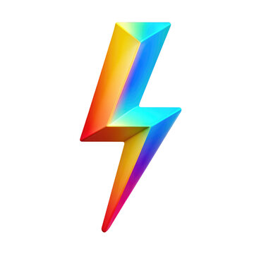 Colorful, stylized lightning bolt graphic