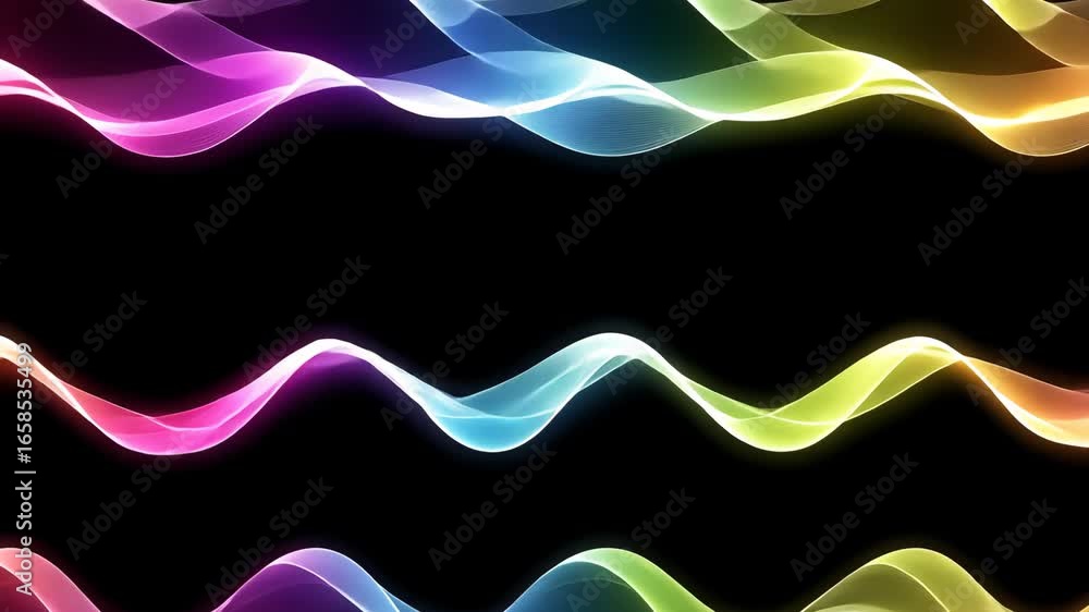 Poster this captivating visual showcases dynamic wave patterns in a variety of bright colors, highlighting 