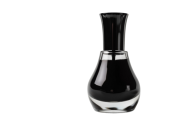 Glossy black nail polish in a clear bottle, beauty and fashion
