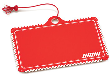 Red tassel blank decorative tag, serrated white edge stitching design, Chinese style, for festival gifts, retail e - commerce material