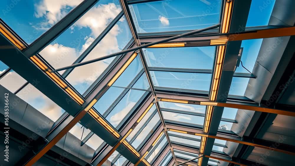 Aufkleber bold lines and bright light create an inviting atmosphere as the ceiling design merges nature with m