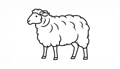 Simple line drawing of a fluffy two-headed sheep on white background.