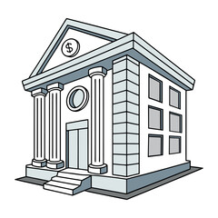 Bank Building Vector Illustration on White Background &ndash; Financial Institution Architecture Icon