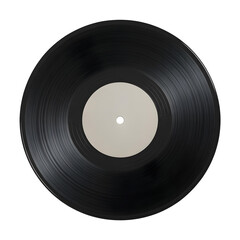 A 3D old-school vinyl record with a blank label. Music, retro, and audio element. Realistic render.