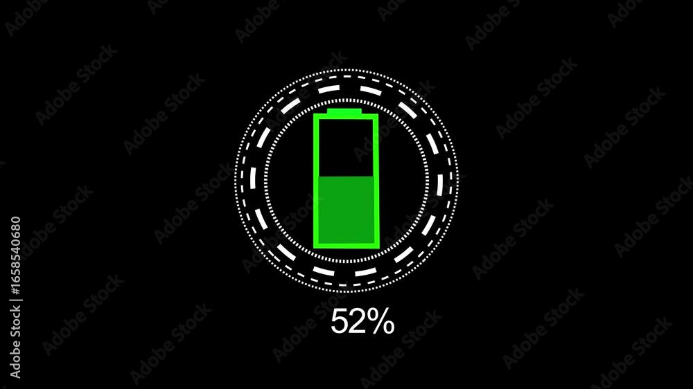 Poster digital glowing battery fast charging indicator grid animation power and electricity accumulator bat
