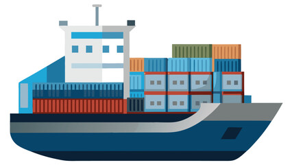 Obraz premium Cargo ship illustration carrying shipping containers for international trade and commerce logistics transportation and global supply chain management