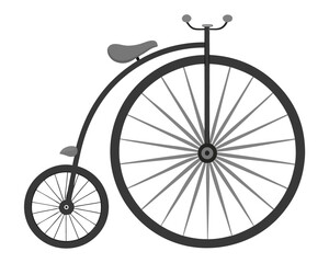 Fototapeta premium High wheeler bicycle illustration penny farthing design vintage style retro transport graphic and white old fashioned cycling antique vehicle symbol
