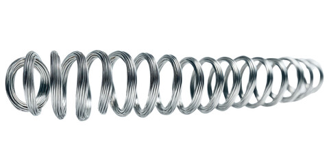 Close-up of a tightly wound metal spring