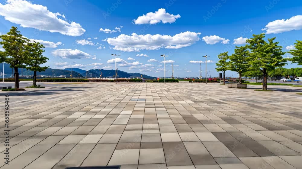 Poster clear skies and vibrant green trees create a beautiful atmosphere in this open space, inviting relax