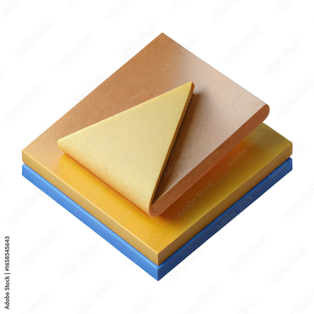 Aufkleber isometric stack of layered materials with geometric shapes isolated on transparent background