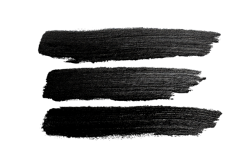 Three horizontal, textured, dark gray paint strokes