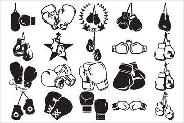 Boxing Gloves and Equipment Icon Set