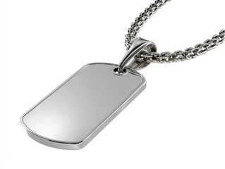 Fototapeta premium Polished silver dog tag pendant on a chain