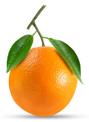 vibrant, fresh orange with leaves, rich in vitamin c