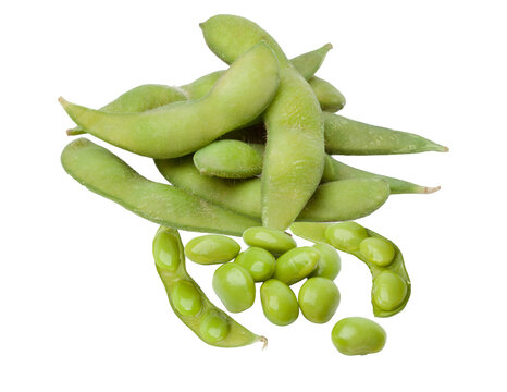 healthy edamame soybeans in pods and shelled, a nutritious snack