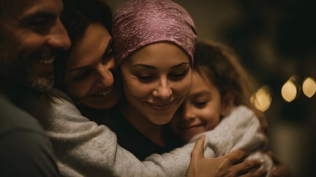 Family embracing and supporting each other in a warm intimate moment