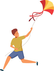 Child enjoying summer holidays playing with colorful kite