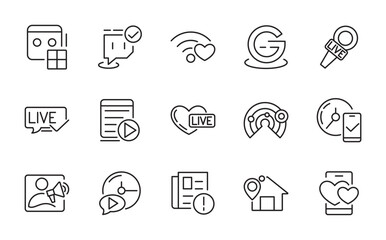 Minimal Social Media Line Icons – Versatile Outline Icon Set for Communication, Social Platforms, and Web Design