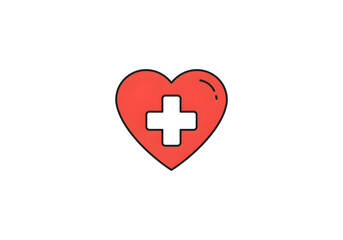 Fototapeta premium Vibrant red heart with a white medical cross symbolizing health, wellness, and care, perfect for healthcare and life insurance promotions.