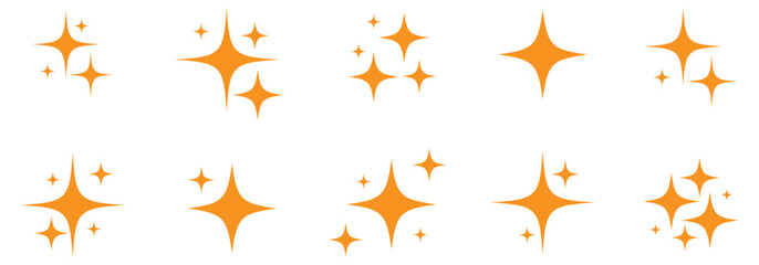 Shine sparkle star icon set stock illustration