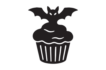 Spooky Halloween Treat Silhouette of a Bat Topped Cupcake a Simple Festive Dessert Symbol