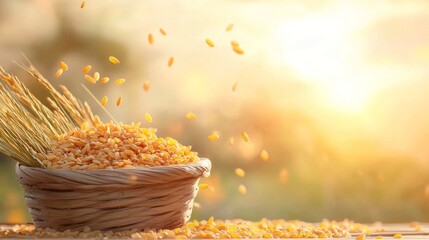 Harvesting golden wheat a bountiful sunset scene rural farm nature photography serene environment close-up view agricultural abundance