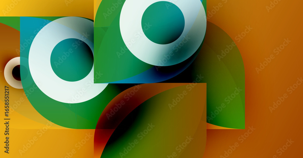 Poster abstract composition. overlapping shapes, vibrant colors create dynamic visual experience. modern de