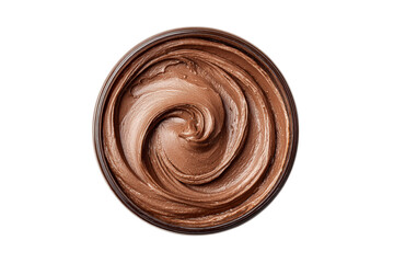 Swirl of creamy chocolate hazelnut spread isolated on transparent background