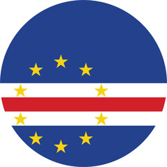 Cabo Verde National Flag circle design Vector, Blue Banner with Stars and Stripes, Flag of Cape Verde Illustration