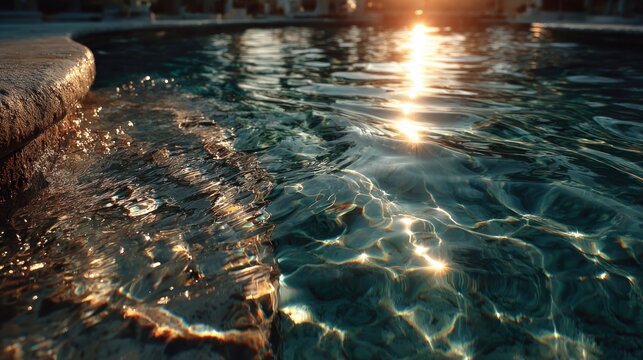 Blue water ripple surface with sunlight reflection texture background