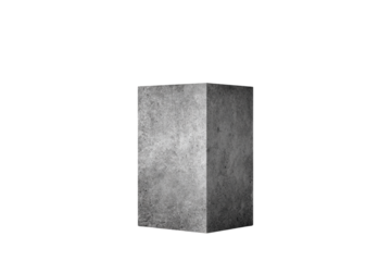 Concrete Rectangle Block or Podium on White Transparent Background