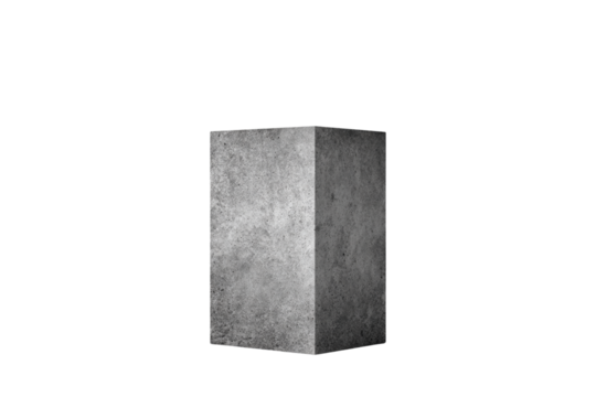 Concrete Rectangle Block or Podium on White Transparent Background