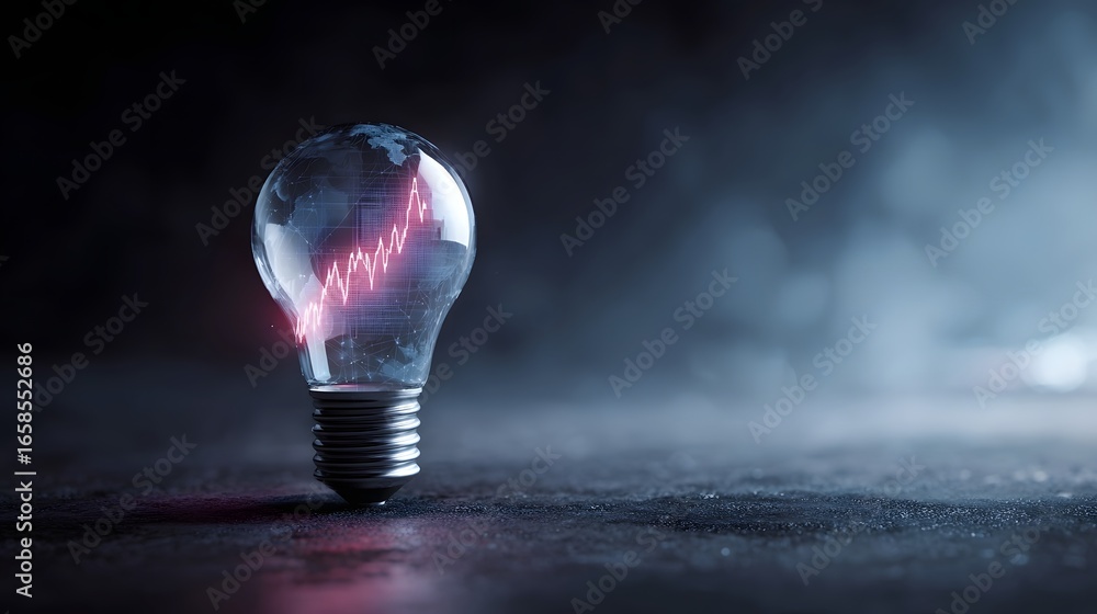 Poster futuristic data visualization in a lightbulb